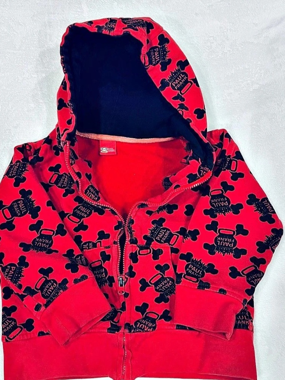 Paul Frank Girls 3T Red Black Graphic Zip Hoodie Like New